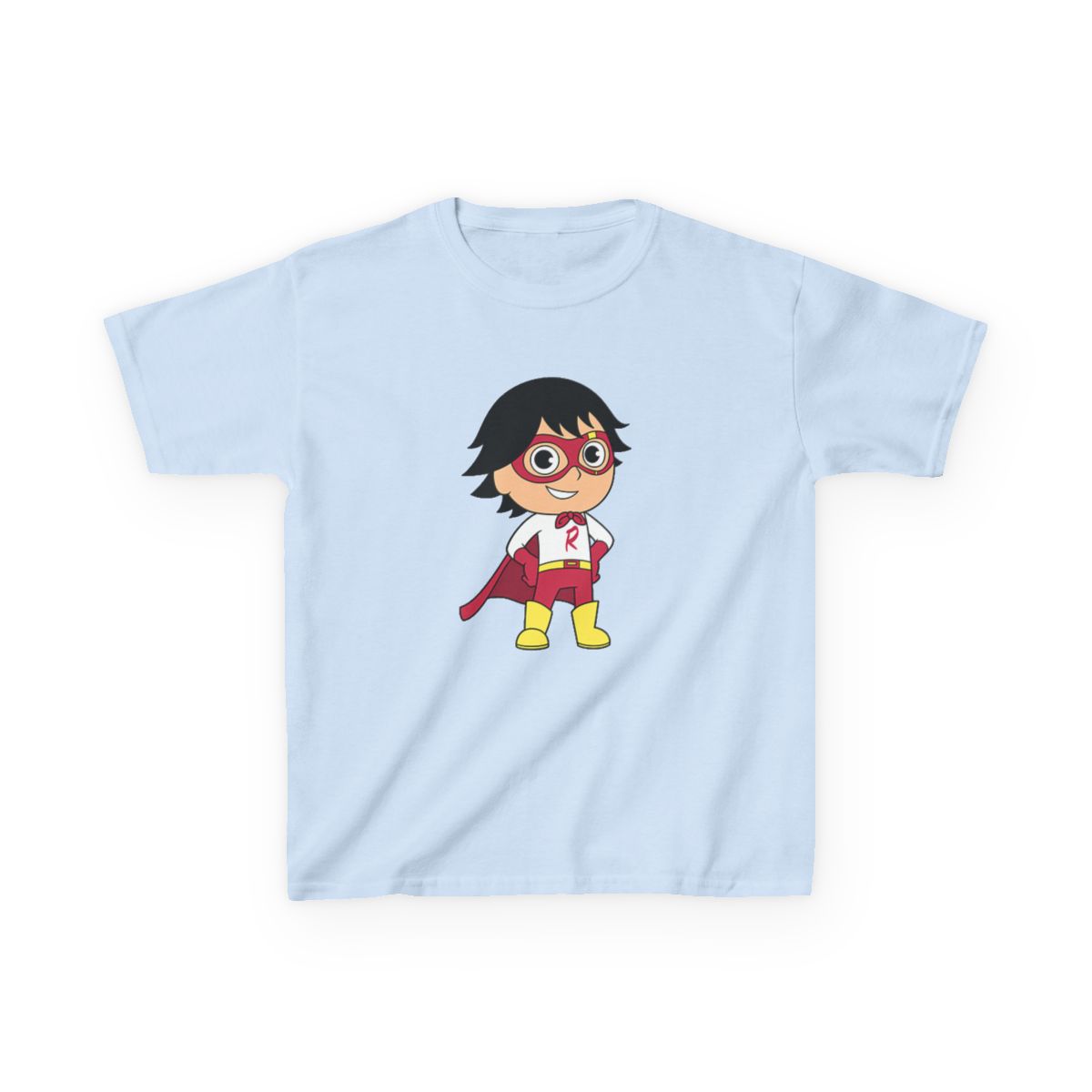 Superhero Kid Character T-Shirt | Cartoon Cape, Mask, Bright Colors | Ryan's World - alternate angle 3, merchandise