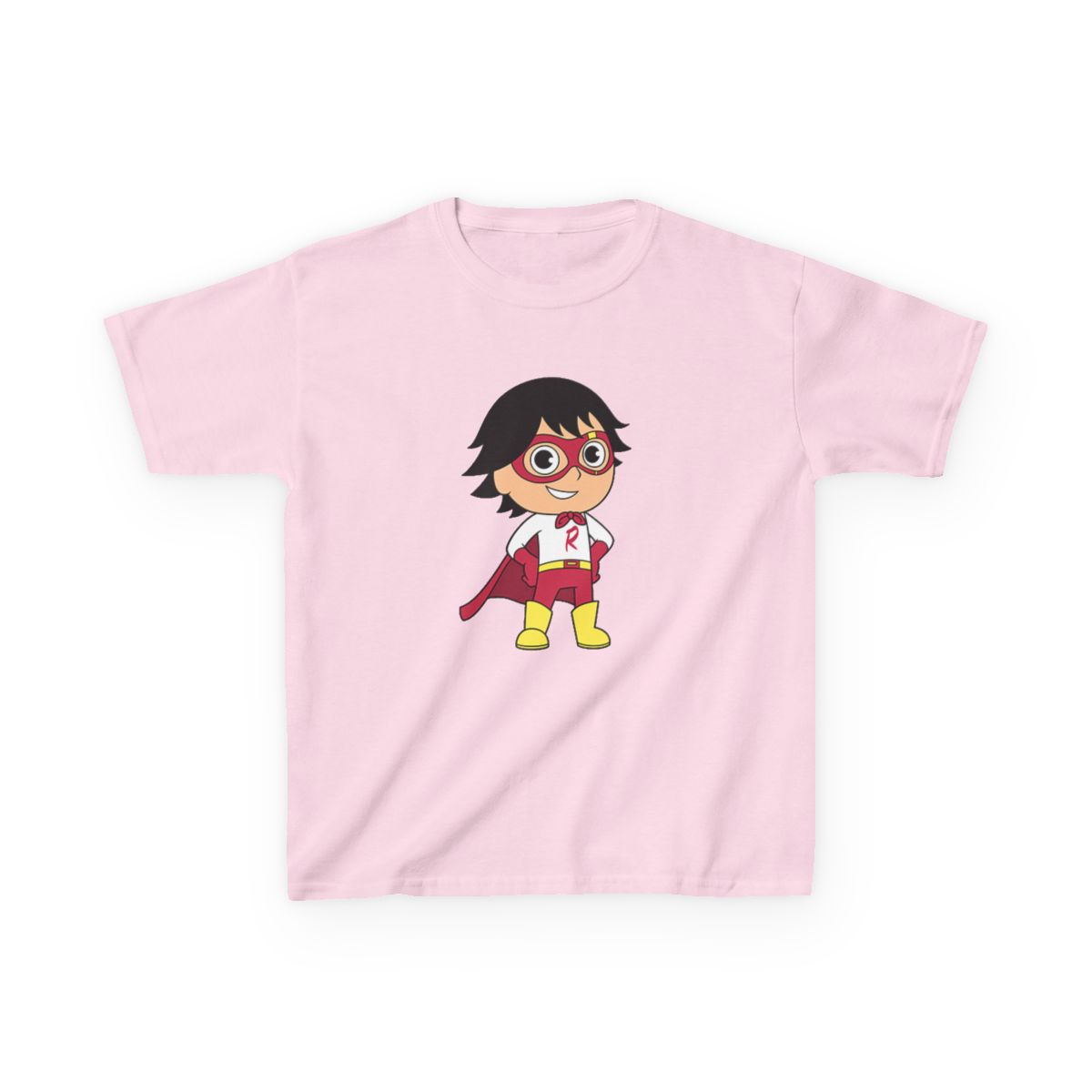 Superhero Kid Character T-Shirt | Cartoon Cape, Mask, Bright Colors | Ryan's World - alternate angle 5, merchandise